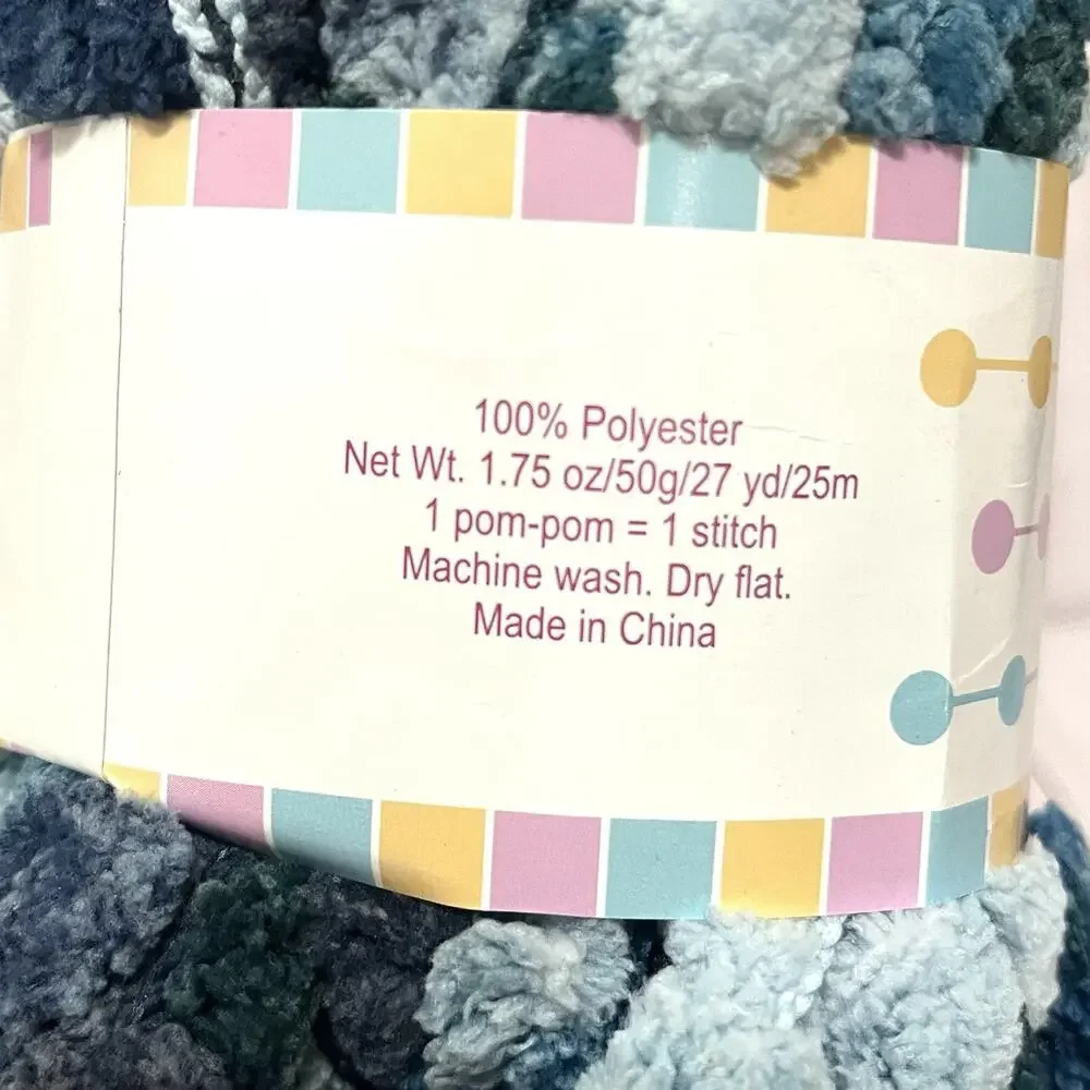 Herrschners Pom-Pom Parade Lot of 4 Skeins of Yarn Blues